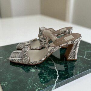 DOLCE VITA Women's Snake Print Leather Double Strap Sandals Heels Size 14 NWOB